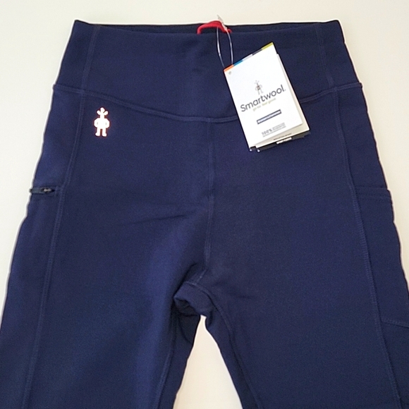 Smartwool Merino Leggings Yoga Pants Tights Sport Fleece Colorblock Navy Red XS - Picture 10 of 16